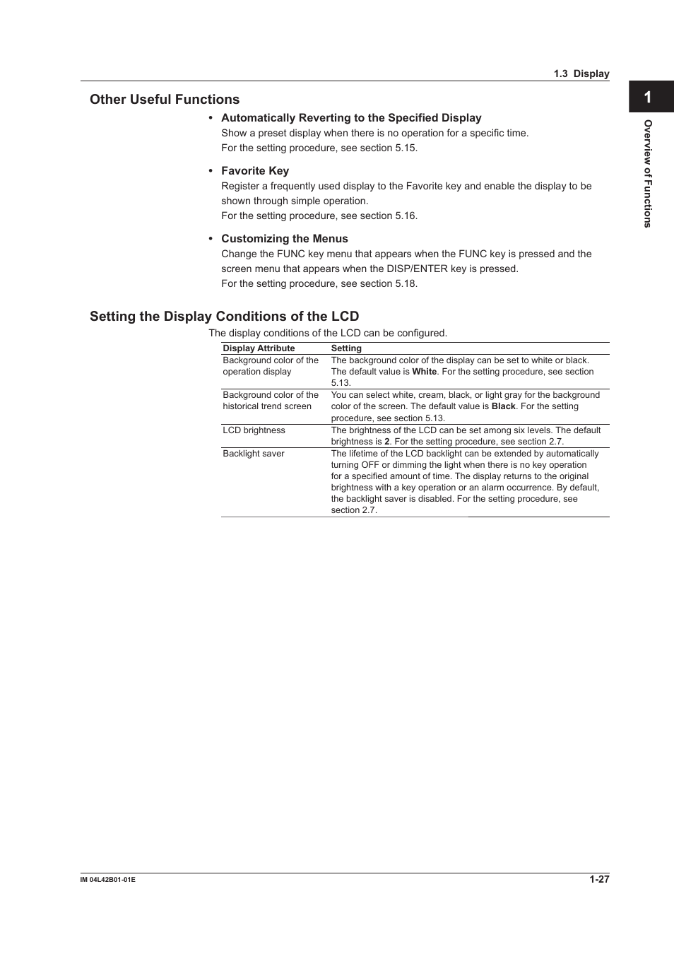 App index other useful functions, Setting the display conditions of the lcd | Yokogawa Button Operated DX2000 User Manual | Page 38 / 359