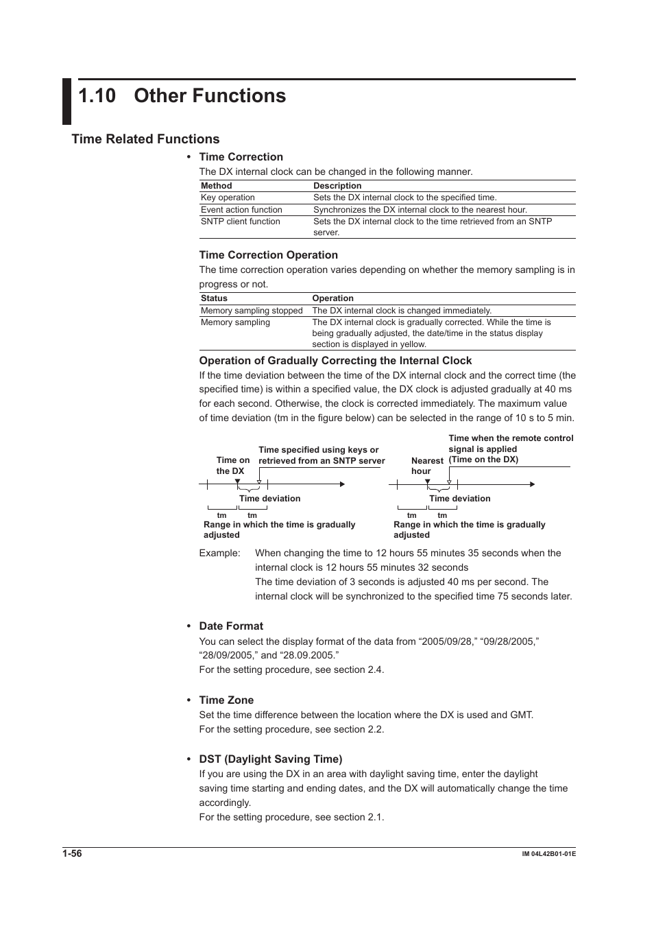 10 other functions, Other functions -56, Time related functions | Yokogawa Button Operated DX2000 User Manual | Page 67 / 359