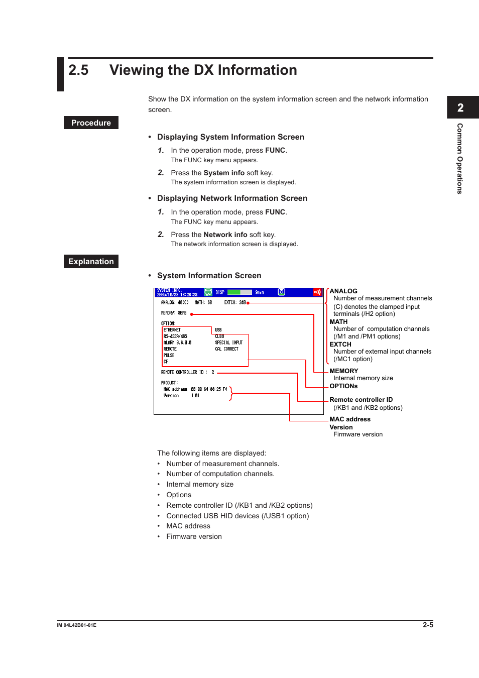 5 viewing the dx information, Viewing the dx information -5 | Yokogawa Button Operated DX2000 User Manual | Page 74 / 359