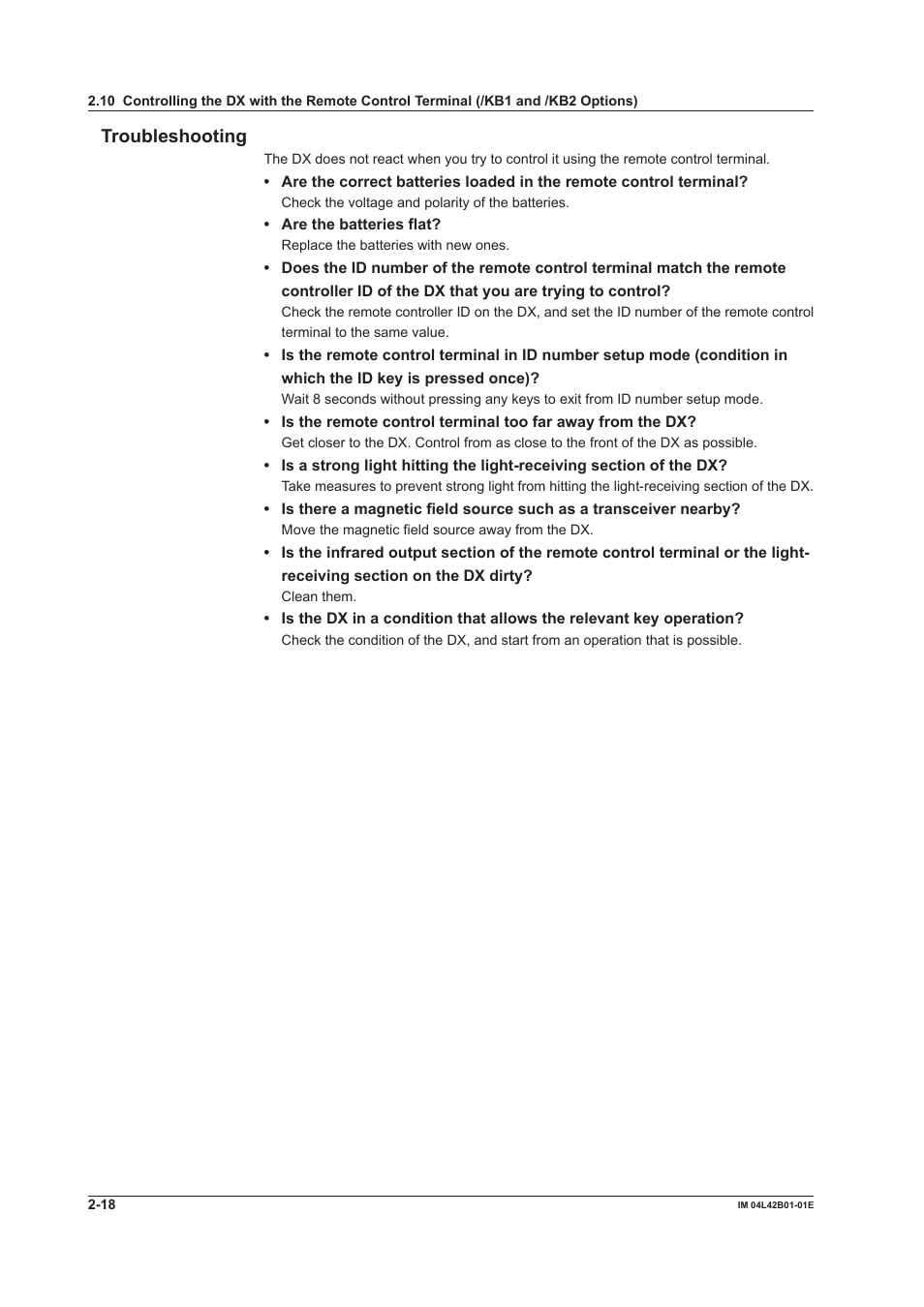 Troubleshooting | Yokogawa Button Operated DX2000 User Manual | Page 87 / 359