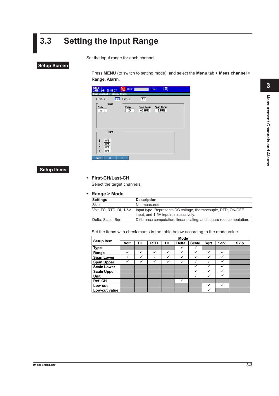 3 setting the input range, Setting the input range -3, App index | Yokogawa Button Operated DX2000 User Manual | Page 99 / 359