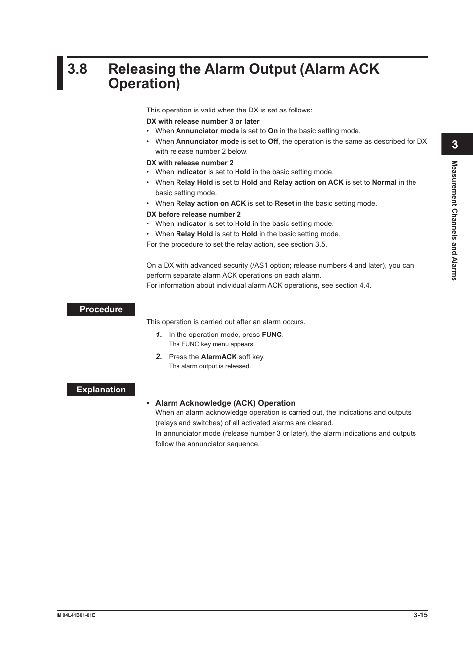 8 releasing the alarm output (alarm ack operation) | Yokogawa Removable Chassis DX1000N User Manual | Page 109 / 334