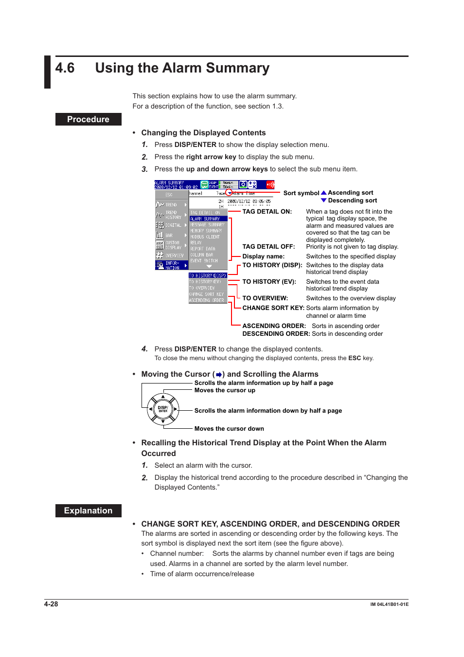 6 using the alarm summary, 6 using the alarm summary -28, Procedure | Explanation | Yokogawa Removable Chassis DX1000N User Manual | Page 155 / 334