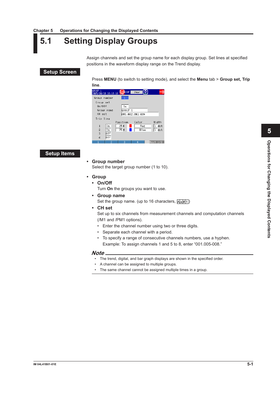 1 setting display groups, 1 setting display groups -1 | Yokogawa Removable Chassis DX1000N User Manual | Page 170 / 334