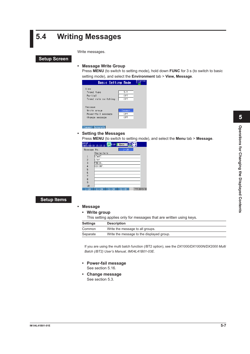 4 writing messages, 4 writing messages -7 | Yokogawa Removable Chassis DX1000N User Manual | Page 176 / 334