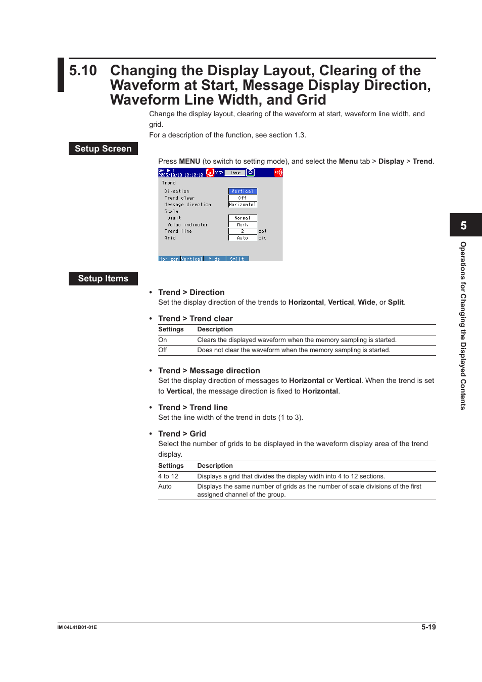 Waveform line width, and grid -19 | Yokogawa Removable Chassis DX1000N User Manual | Page 188 / 334