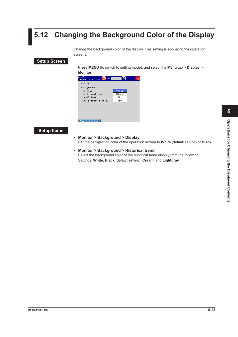 12 changing the background color of the display | Yokogawa Removable Chassis DX1000N User Manual | Page 192 / 334