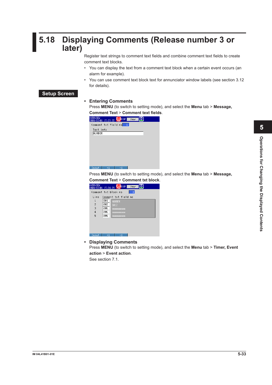 18 displaying comments (release number 3 or later) | Yokogawa Removable Chassis DX1000N User Manual | Page 202 / 334