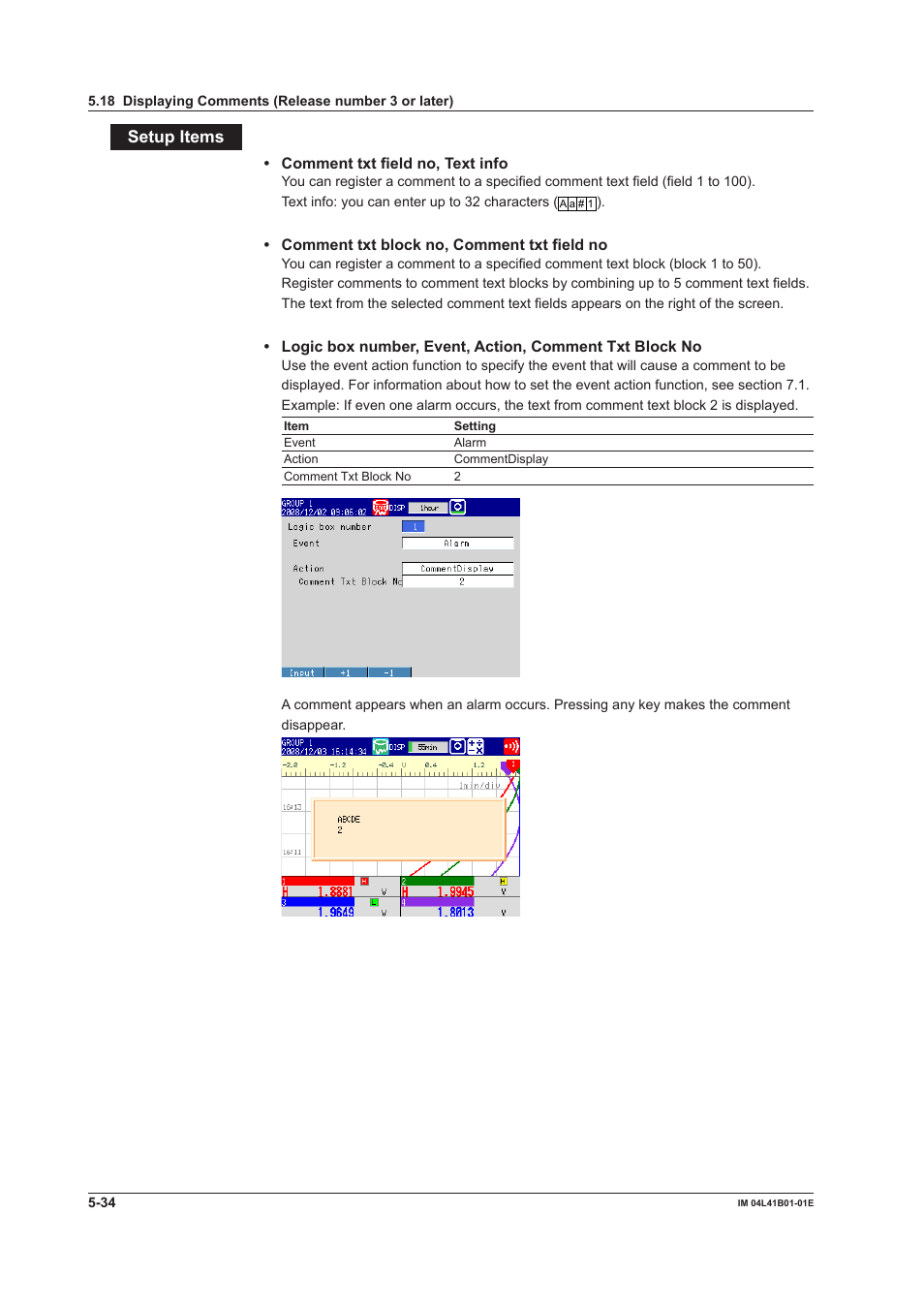 Setup items | Yokogawa Removable Chassis DX1000N User Manual | Page 203 / 334