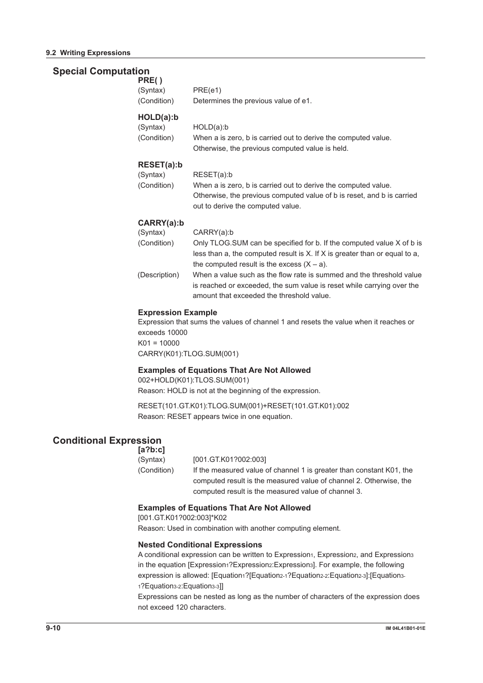 Special computation, Conditional expression | Yokogawa Removable Chassis DX1000N User Manual | Page 254 / 334