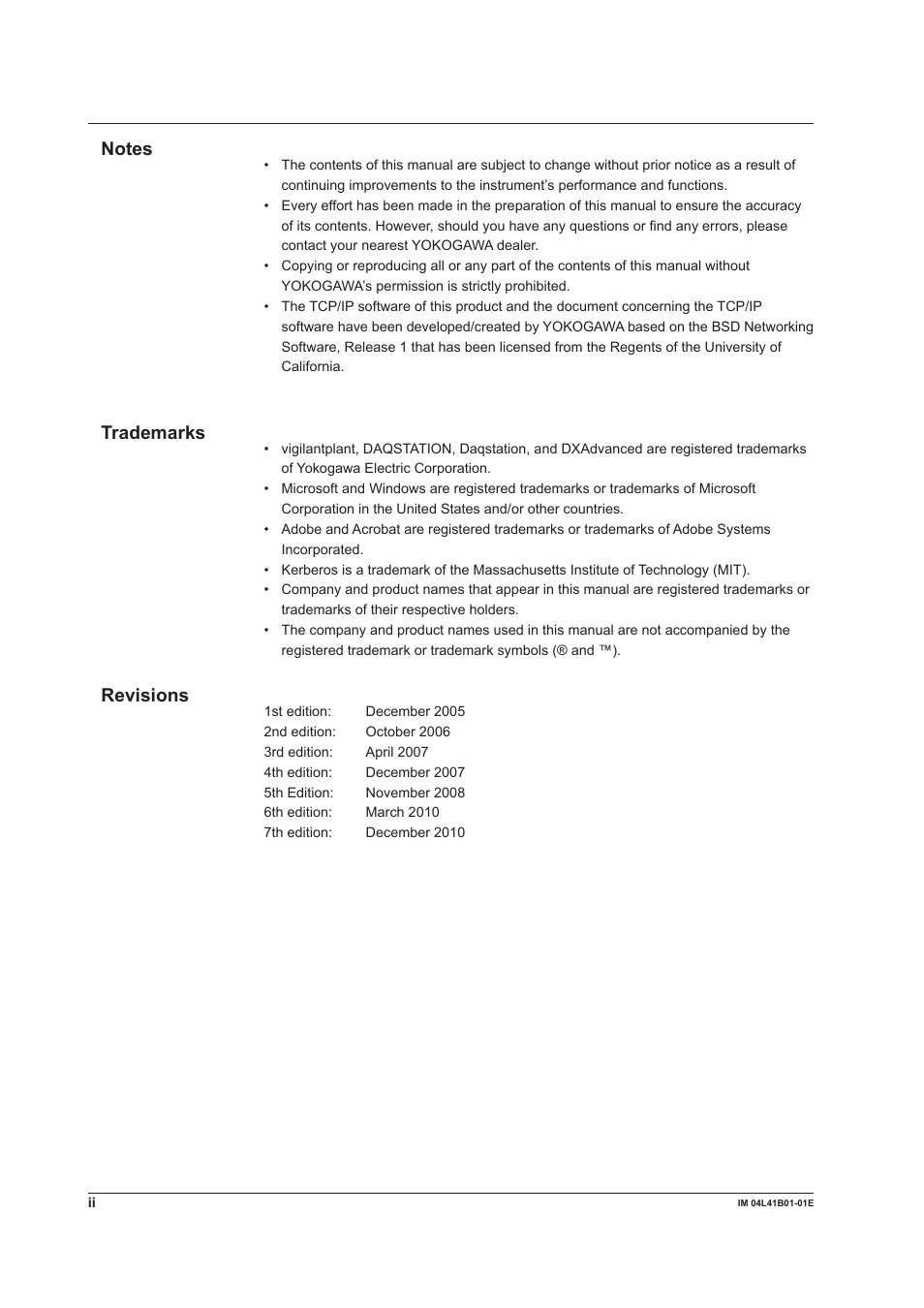 Trademarks, Revisions | Yokogawa Removable Chassis DX1000N User Manual | Page 3 / 334