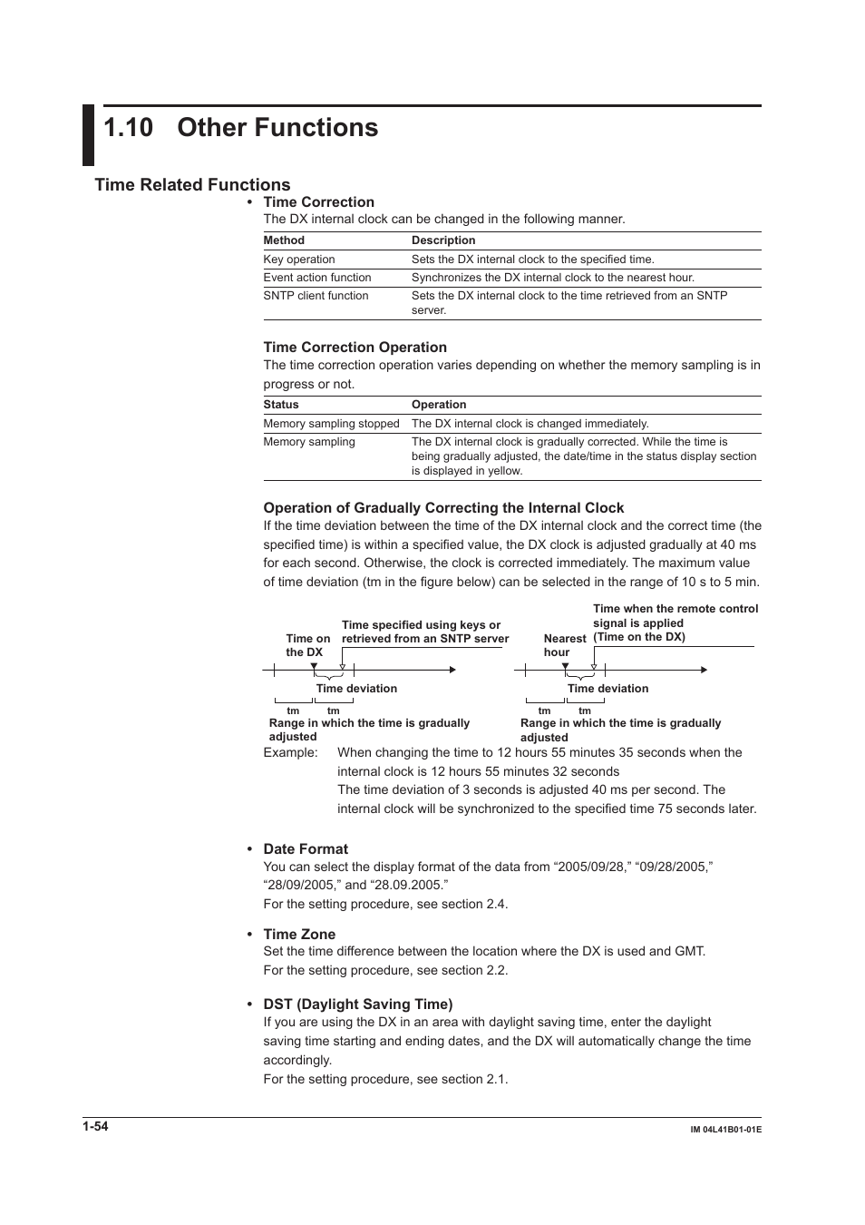 10 other functions, 10 other functions -54, Time related functions | Yokogawa Removable Chassis DX1000N User Manual | Page 65 / 334