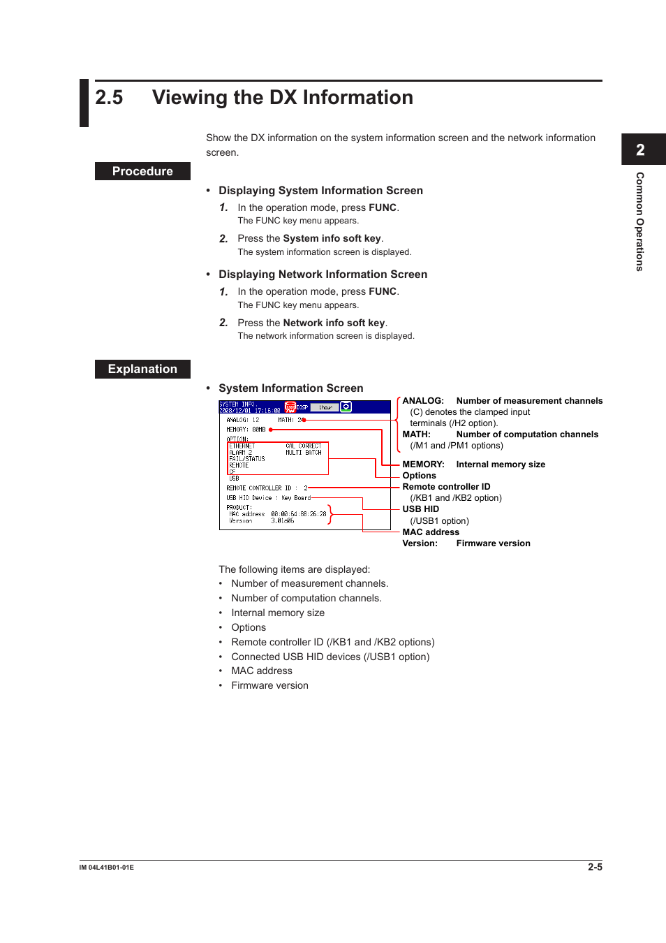 5 viewing the dx information, 5 viewing the dx information -5 | Yokogawa Removable Chassis DX1000N User Manual | Page 72 / 334