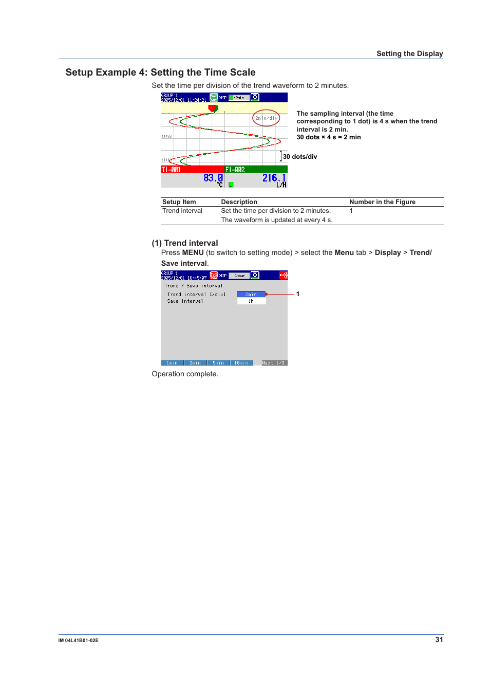 Setup example 4: setting the time scale | Yokogawa Removable Chassis DX1000N User Manual | Page 33 / 92