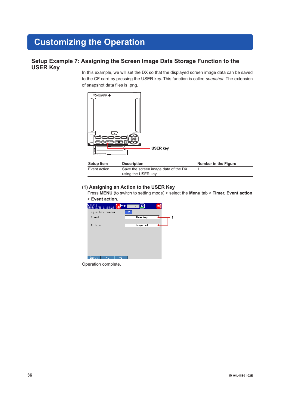 Customizing the operation | Yokogawa Removable Chassis DX1000N User Manual | Page 38 / 92