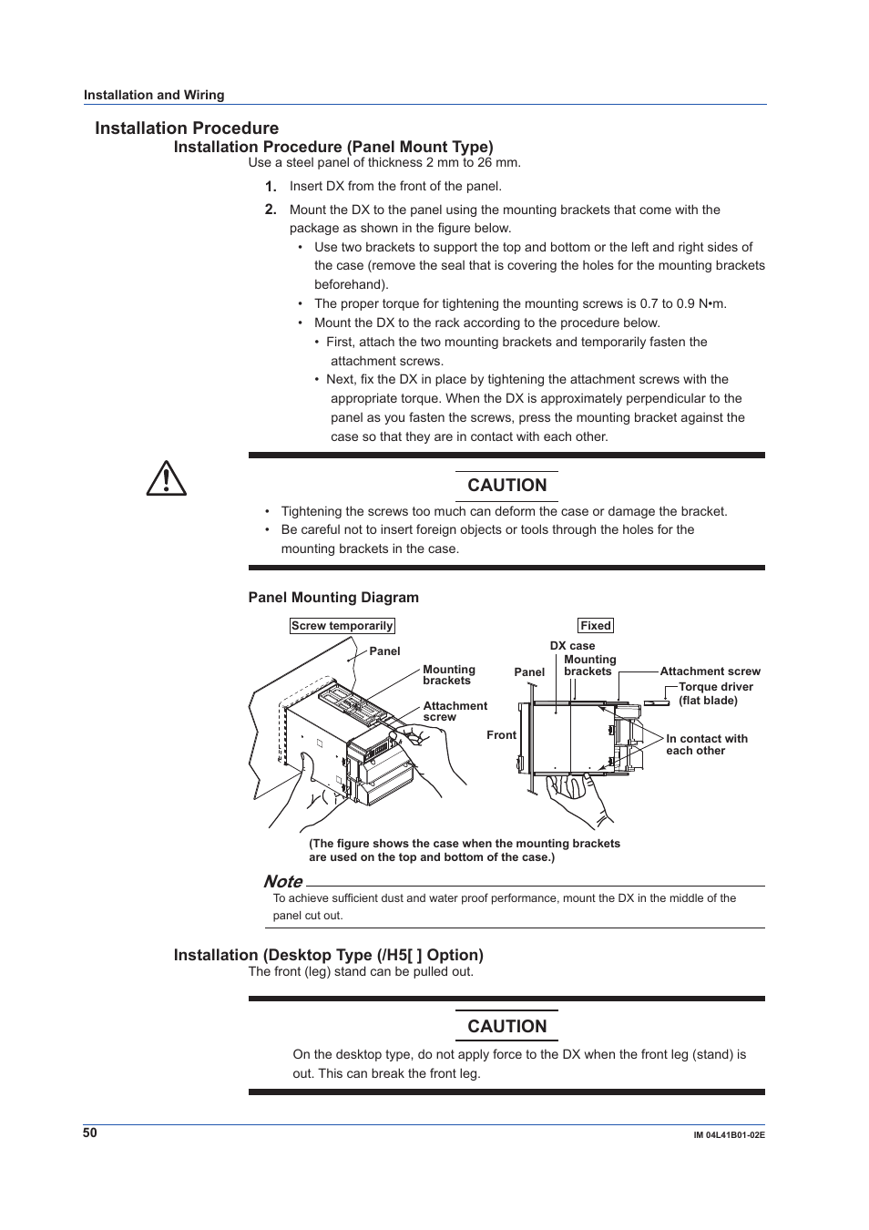 Installation procedure, Caution | Yokogawa Removable Chassis DX1000N User Manual | Page 52 / 92