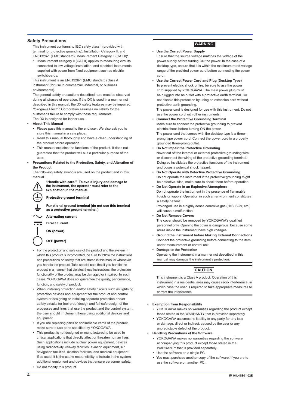 Safety precautions | Yokogawa Removable Chassis DX1000N User Manual | Page 6 / 92