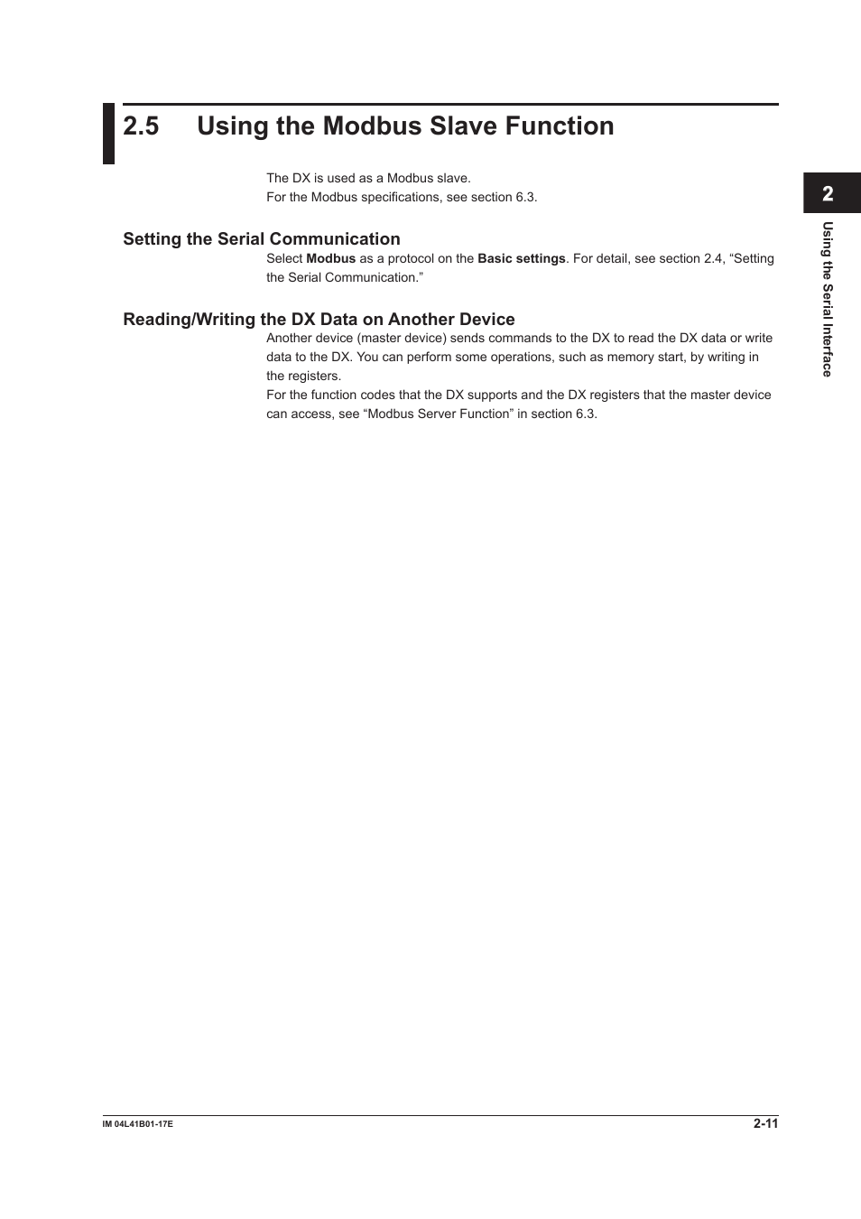 5 using the modbus slave function, 5 using the modbus slave function -11 | Yokogawa Removable Chassis DX1000N User Manual | Page 105 / 261