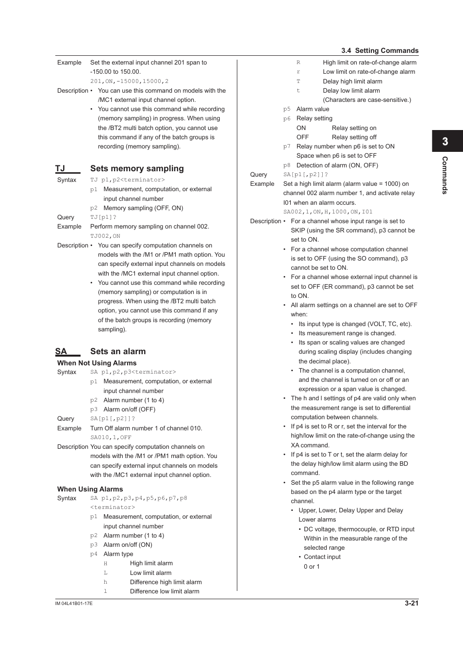 App index, Sa sets an alarm | Yokogawa Removable Chassis DX1000N User Manual | Page 138 / 261