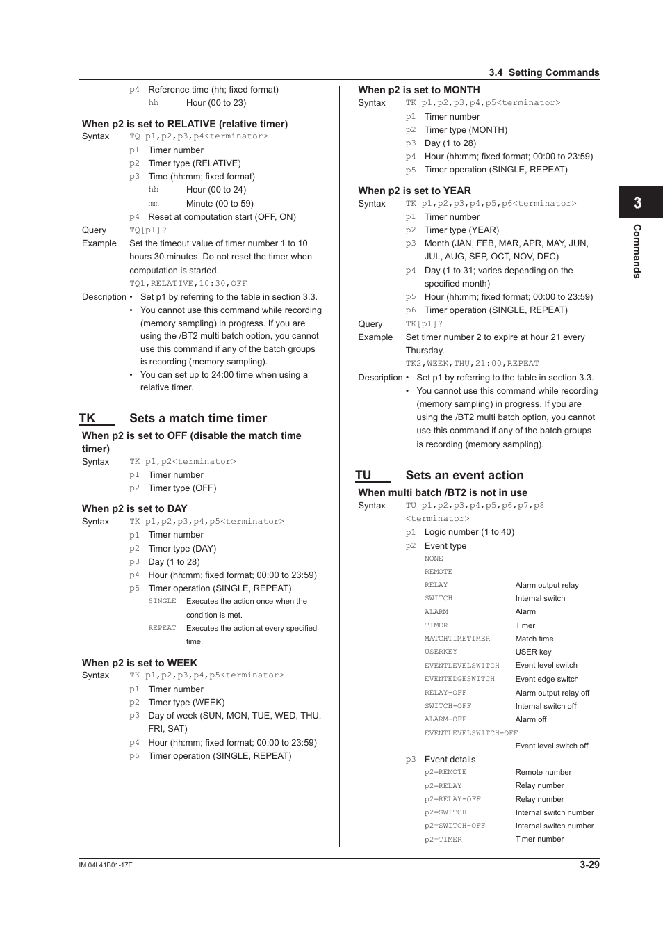 App index, Tk sets a match time timer, Tu sets an event action | Yokogawa Removable Chassis DX1000N User Manual | Page 146 / 261