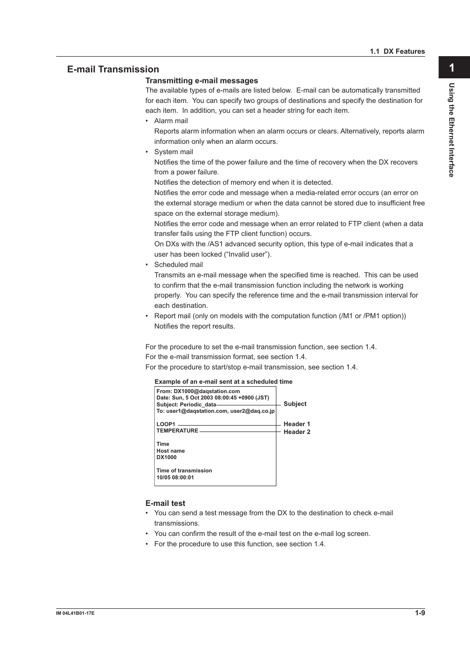 App index e-mail transmission | Yokogawa Removable Chassis DX1000N User Manual | Page 17 / 261