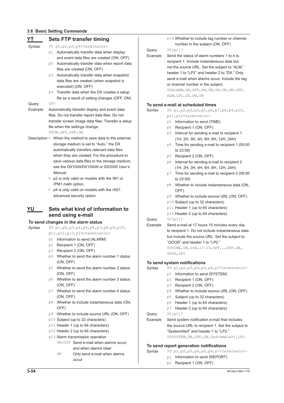 Yt sets ftp transfer timing | Yokogawa Removable Chassis DX1000N User Manual | Page 171 / 261