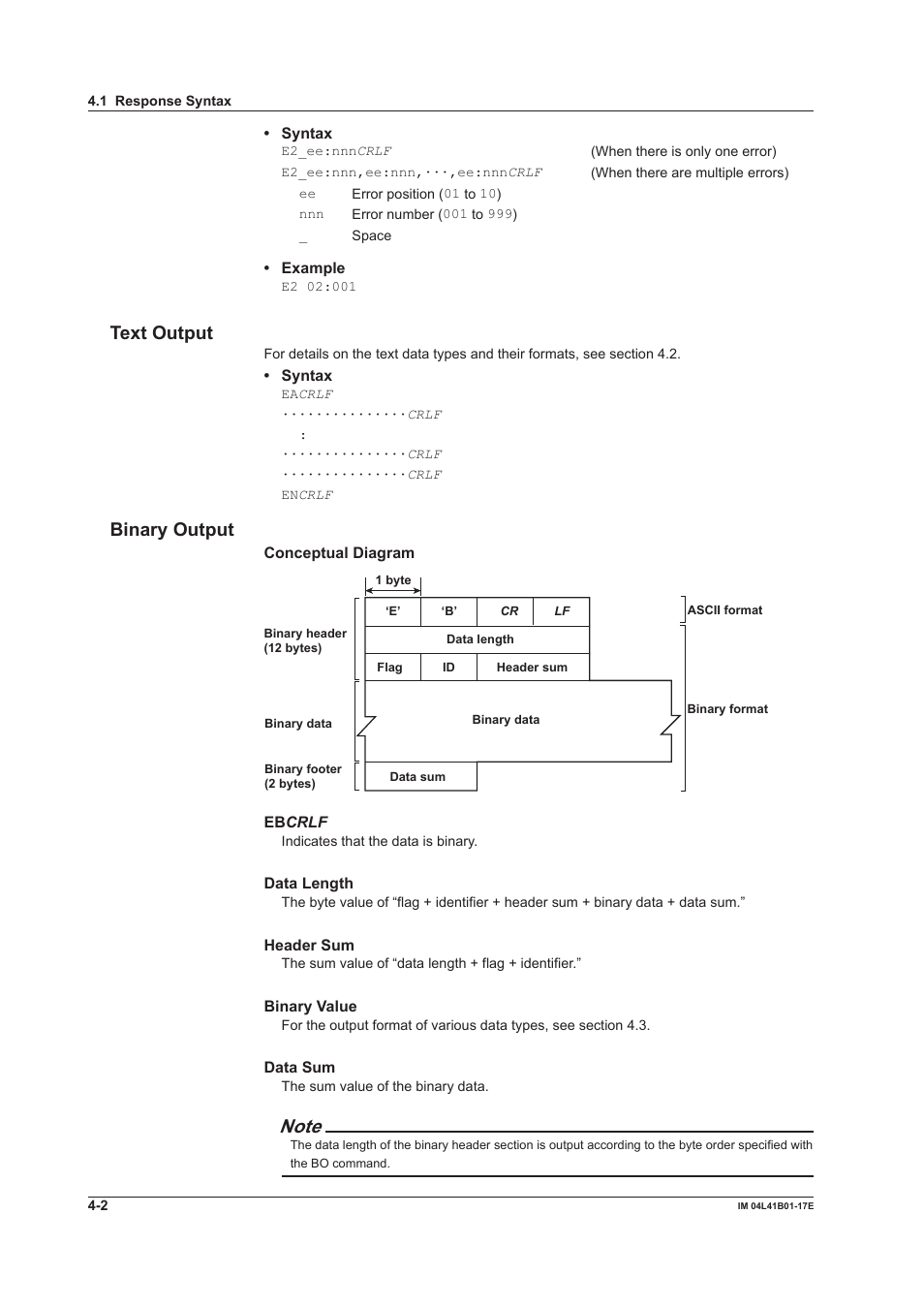 Text output, Binary output | Yokogawa Removable Chassis DX1000N User Manual | Page 186 / 261