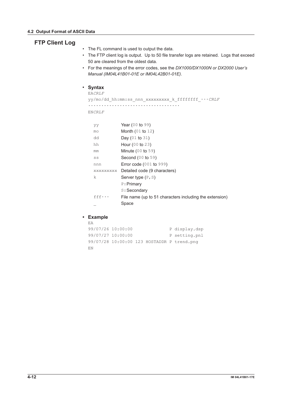 Ftp client log | Yokogawa Removable Chassis DX1000N User Manual | Page 196 / 261