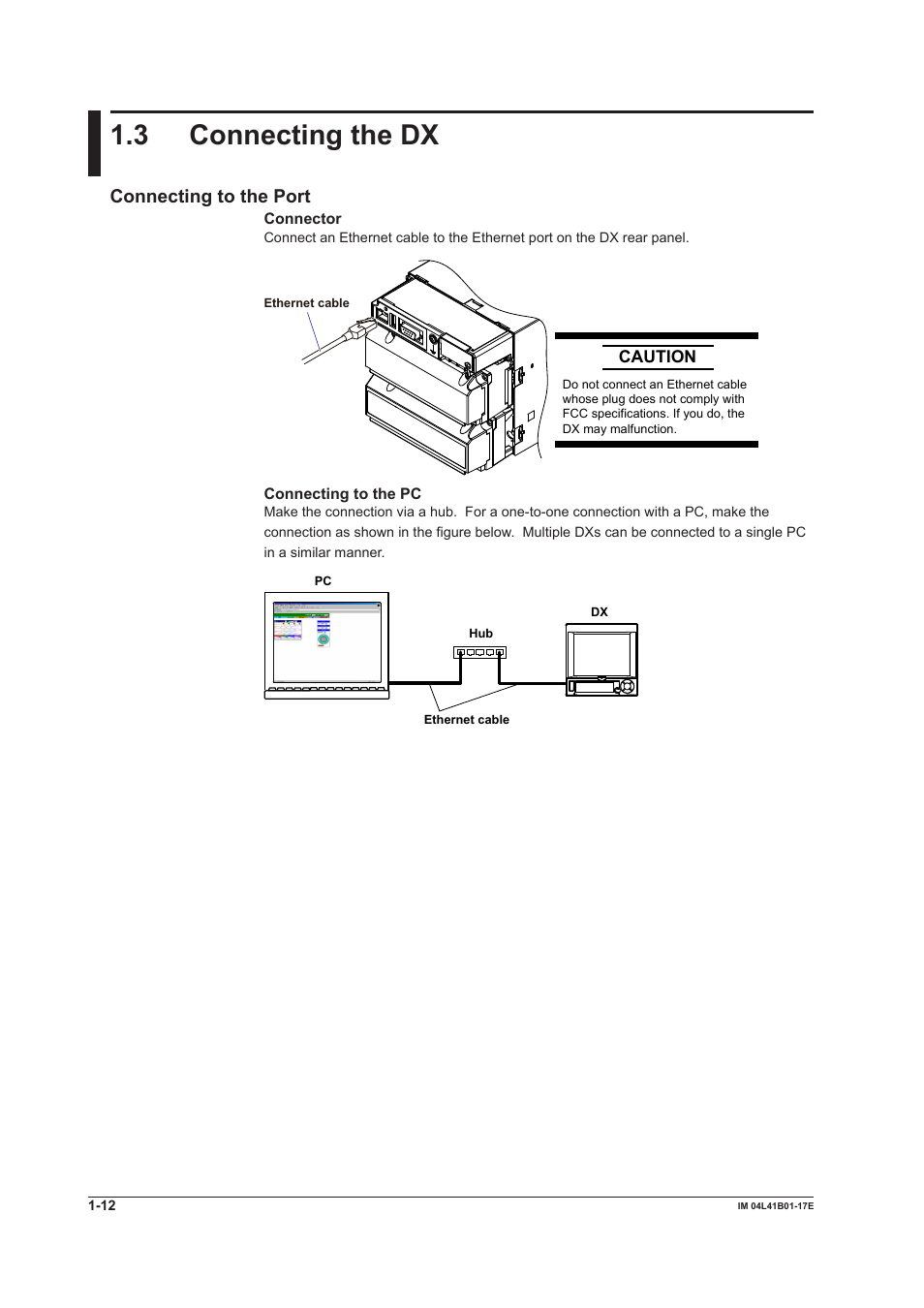 3 connecting the dx, 3 connecting the dx -12, Connecting to the port | Yokogawa Removable Chassis DX1000N User Manual | Page 20 / 261