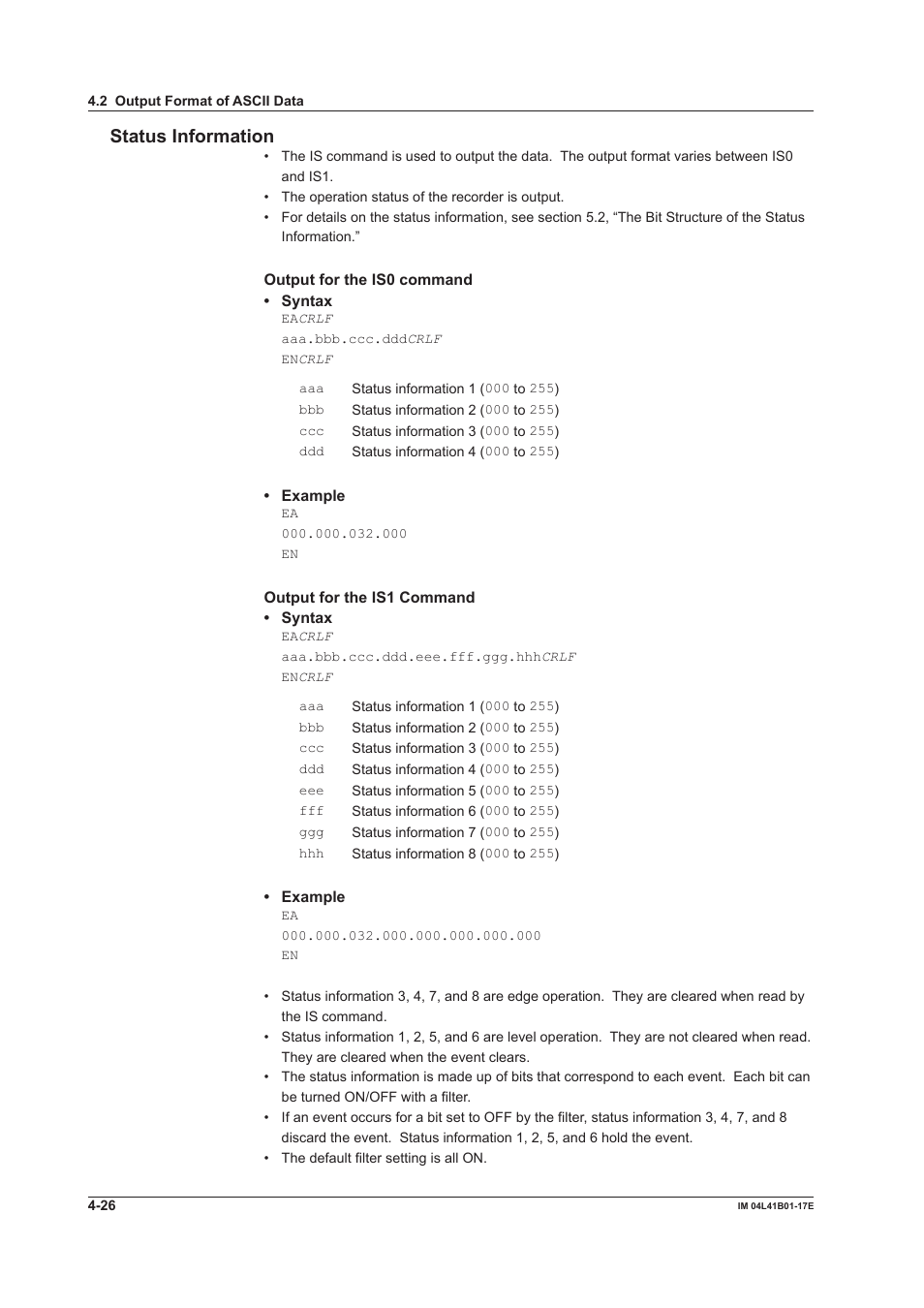 Status information | Yokogawa Removable Chassis DX1000N User Manual | Page 210 / 261