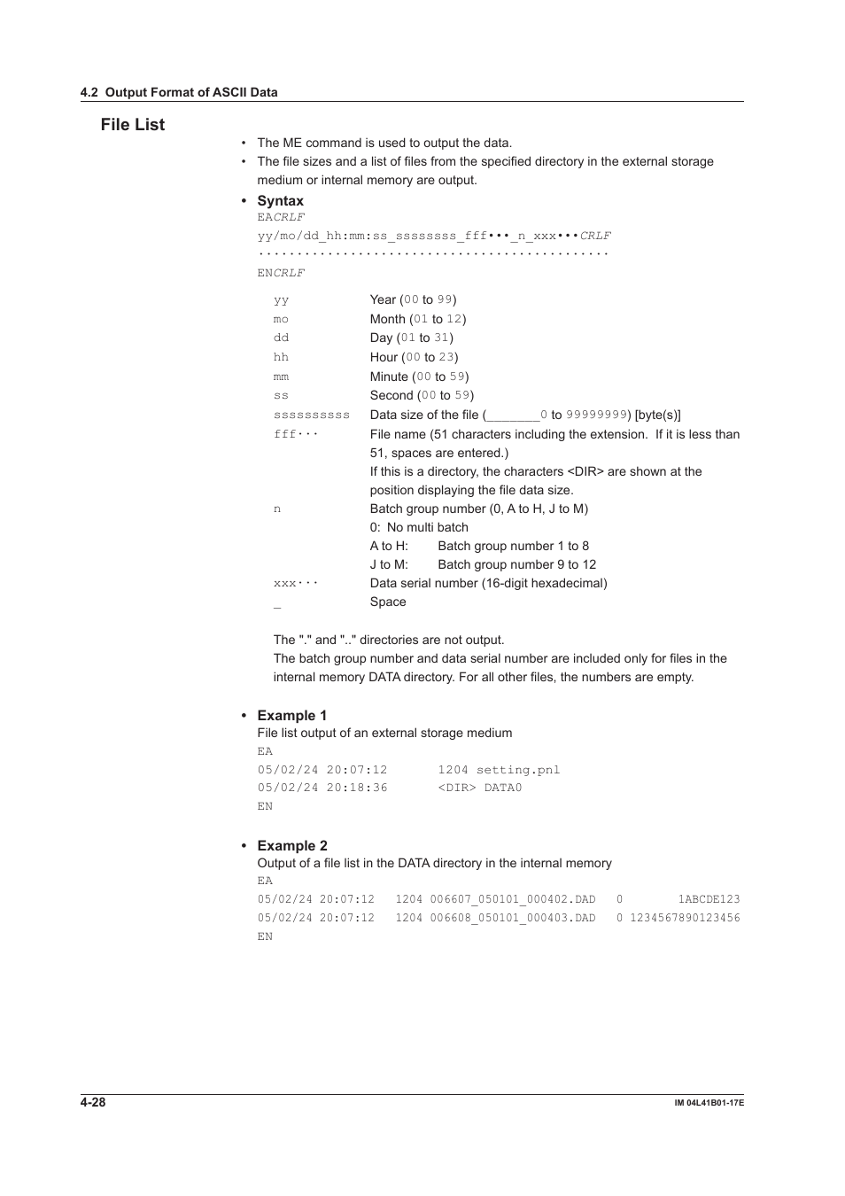 File list | Yokogawa Removable Chassis DX1000N User Manual | Page 212 / 261