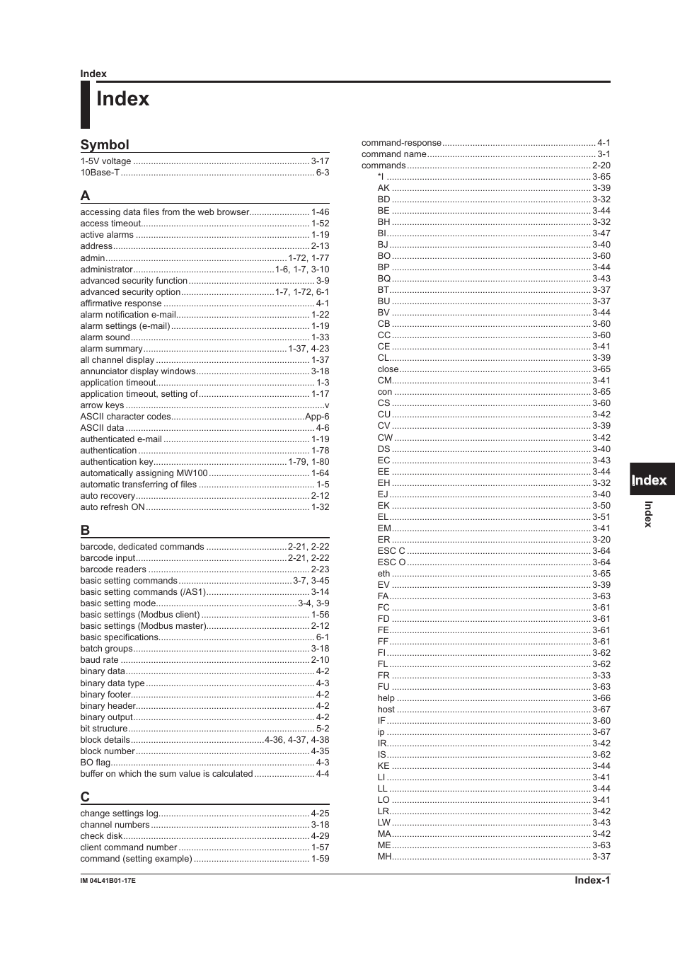 Index, App index, Symbol | Yokogawa Removable Chassis DX1000N User Manual | Page 257 / 261