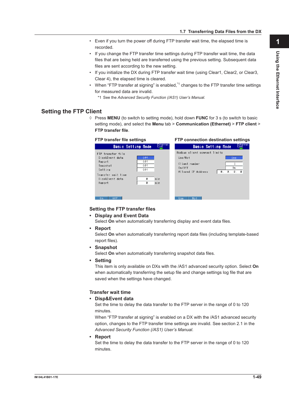 App index, Setting the ftp client | Yokogawa Removable Chassis DX1000N User Manual | Page 57 / 261