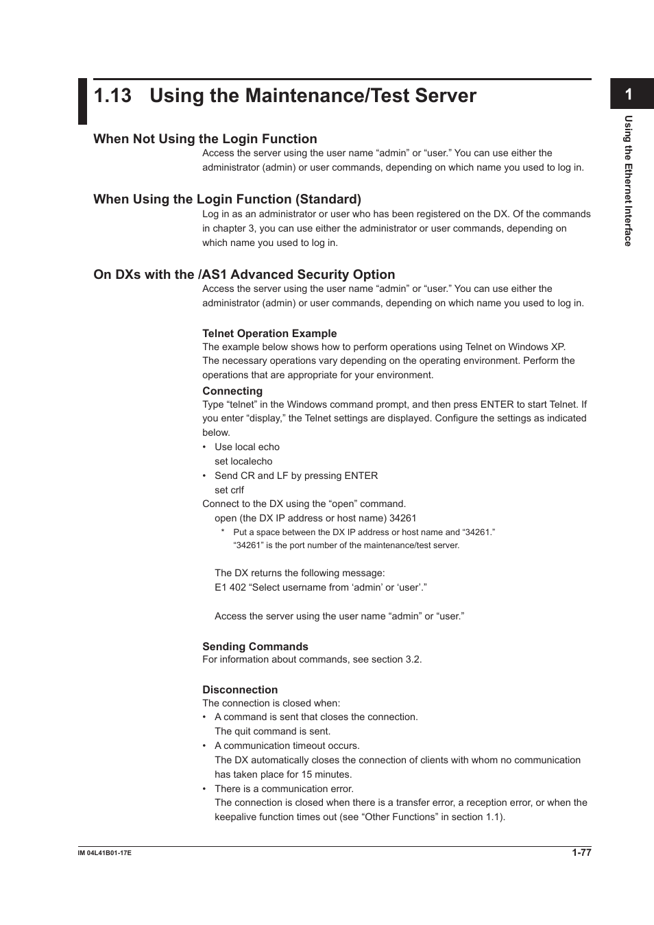 13 using the maintenance/test server, 13 using the maintenance/test server -77 | Yokogawa Removable Chassis DX1000N User Manual | Page 85 / 261