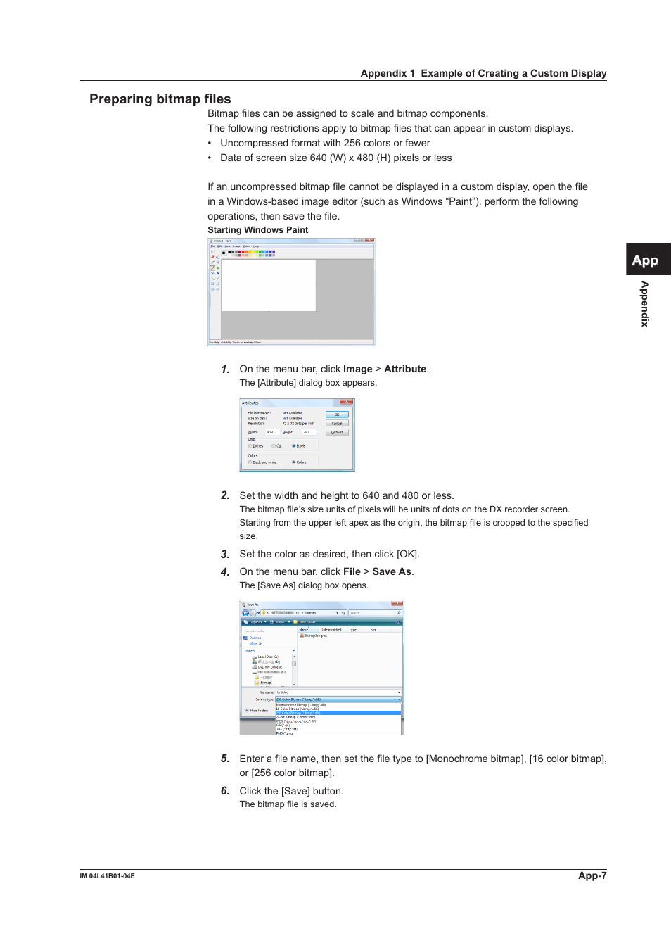 App index preparing bitmap files | Yokogawa Removable Chassis DX1000N User Manual | Page 104 / 112