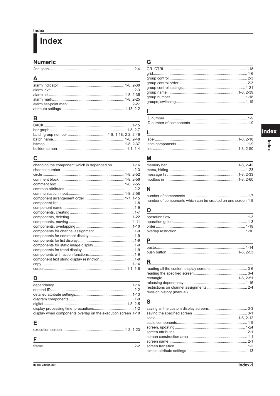 Index, Numeric, App index | Yokogawa Removable Chassis DX1000N User Manual | Page 111 / 112