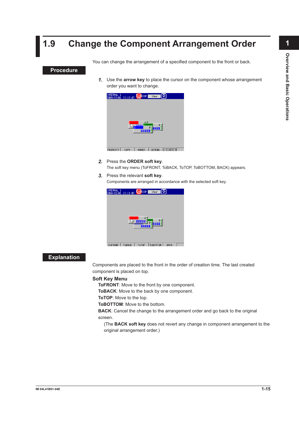 9 change the component arrangement order, Change the component arrangement order -15, App index | Yokogawa Removable Chassis DX1000N User Manual | Page 21 / 112