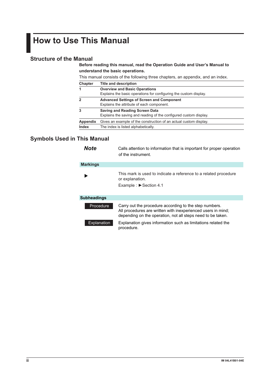 How to use this manual, Structure of the manual, Symbols used in this manual | Yokogawa Removable Chassis DX1000N User Manual | Page 3 / 112