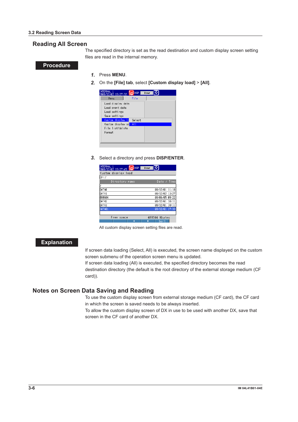 Reading all screen | Yokogawa Removable Chassis DX1000N User Manual | Page 97 / 112