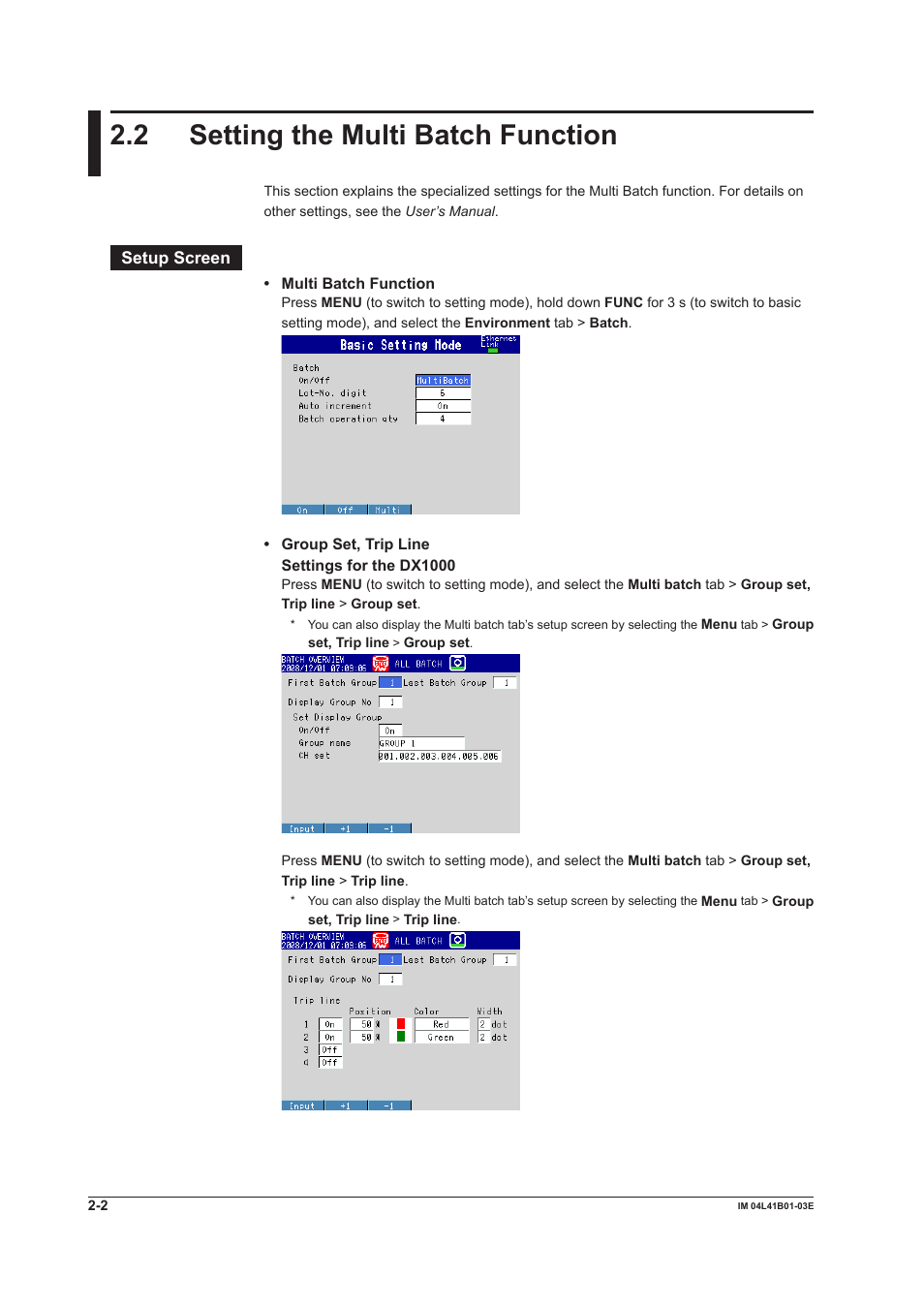 2 setting the multi batch function, 2 setting the multi batch function -2 | Yokogawa Removable Chassis DX1000N User Manual | Page 17 / 41