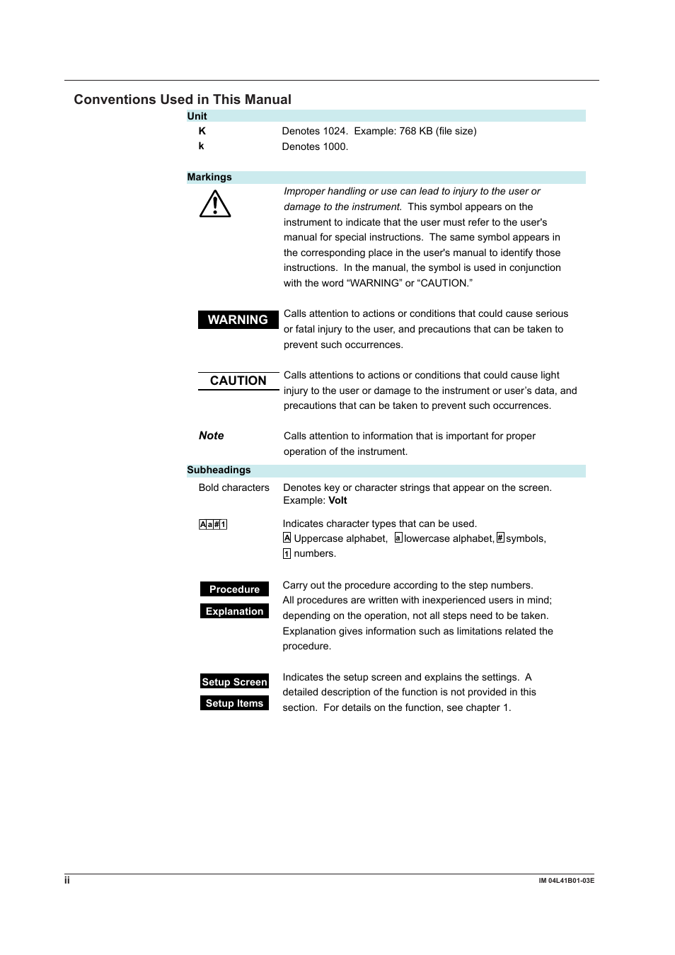 Conventions used in this manual | Yokogawa Removable Chassis DX1000N User Manual | Page 3 / 41
