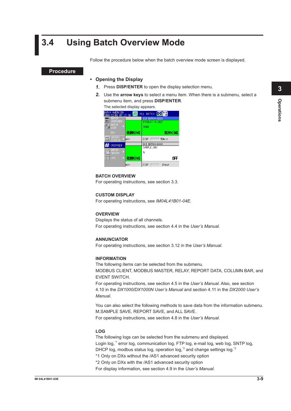 4 using batch overview mode, 4 using batch overview mode -9, Index | Yokogawa Removable Chassis DX1000N User Manual | Page 30 / 41