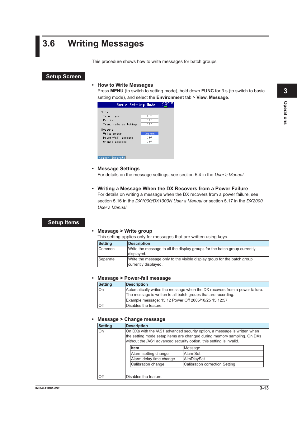 6 writing messages, 6 writing messages -13, Index | Yokogawa Removable Chassis DX1000N User Manual | Page 34 / 41