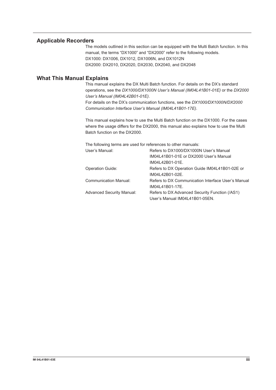 Applicable recorders, What this manual explains | Yokogawa Removable Chassis DX1000N User Manual | Page 4 / 41