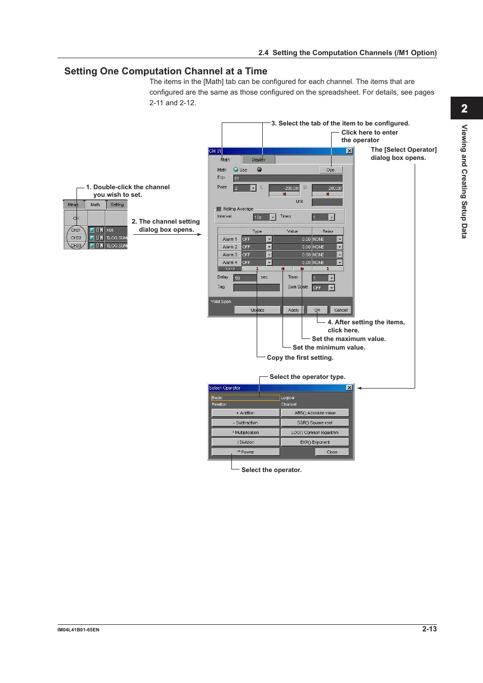 Index, Setting one computation channel at a time | Yokogawa Data Acquisition with PID Control CX2000 User Manual | Page 25 / 55