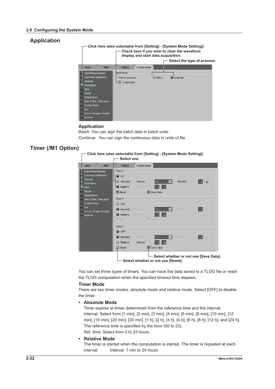 Application, Timer (/m1 option), Application -22 timer (/m1 option) -22 | Yokogawa Data Acquisition with PID Control CX2000 User Manual | Page 34 / 55