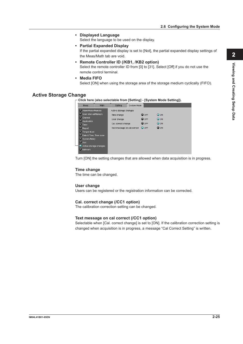 Active storage change, Active storage change -25 | Yokogawa Data Acquisition with PID Control CX2000 User Manual | Page 37 / 55