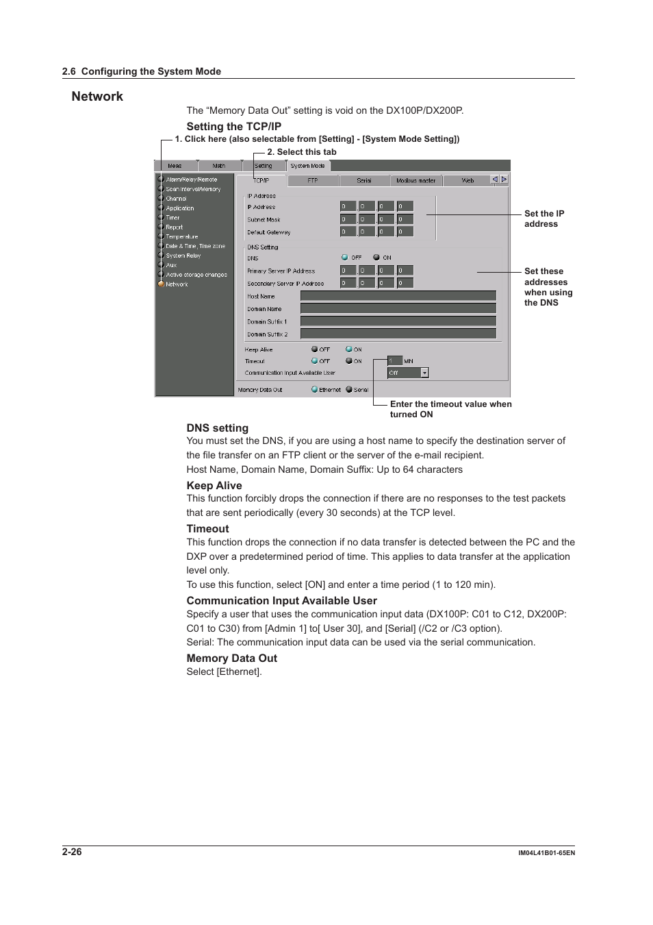 Network, Network -26 | Yokogawa Data Acquisition with PID Control CX2000 User Manual | Page 38 / 55