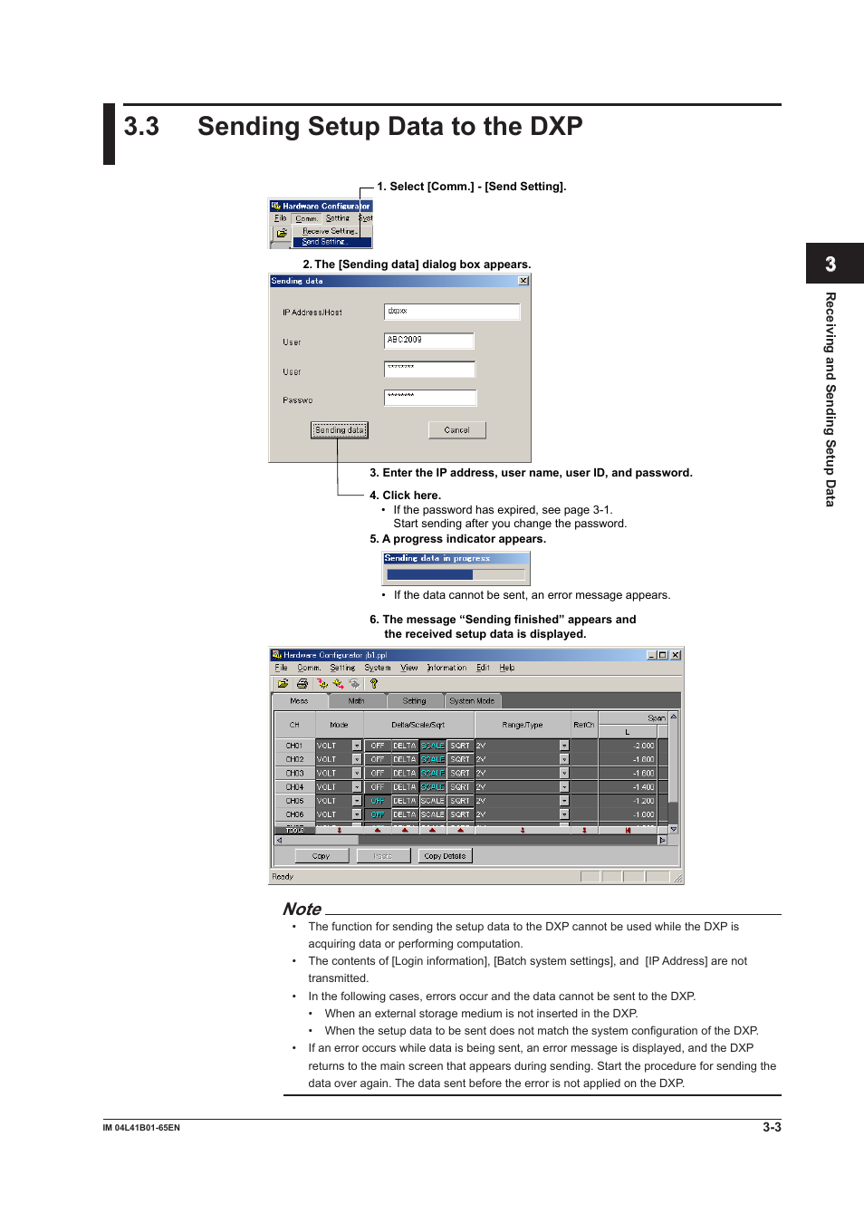 3 sending setup data to the dxp, 3 sending setup data to the dxp -3, Index | Yokogawa Data Acquisition with PID Control CX2000 User Manual | Page 51 / 55