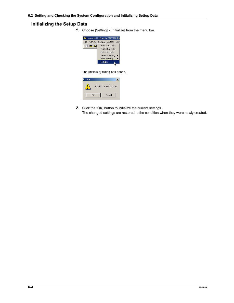 Initializing the setup data | Yokogawa Data Acquisition with PID Control CX2000 User Manual | Page 119 / 286